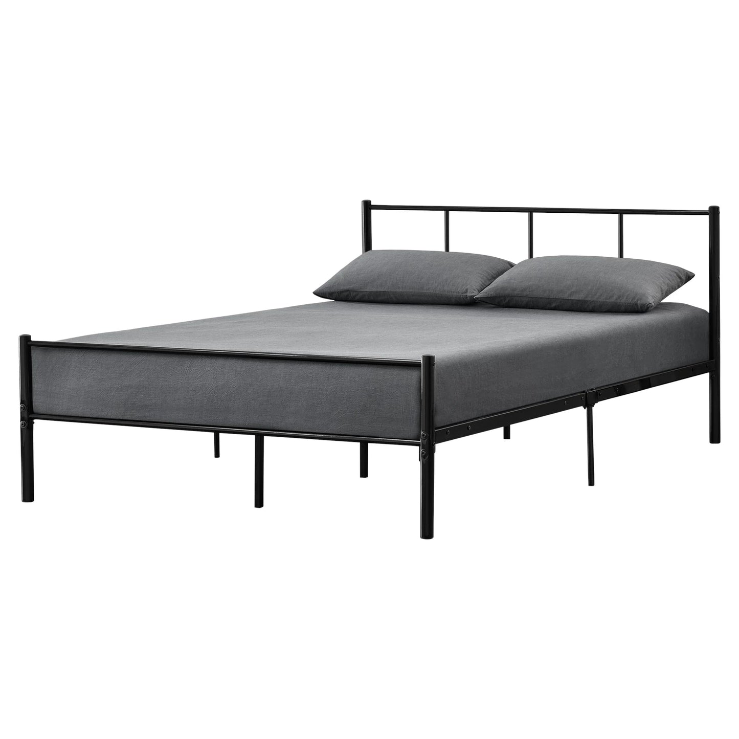 In And OutdoorMatch Metalen bedframe Kira - incl. Matras - Zwart - 140x200 cm - Stalen frame gepoedercoat en koudschuim bed twee personen