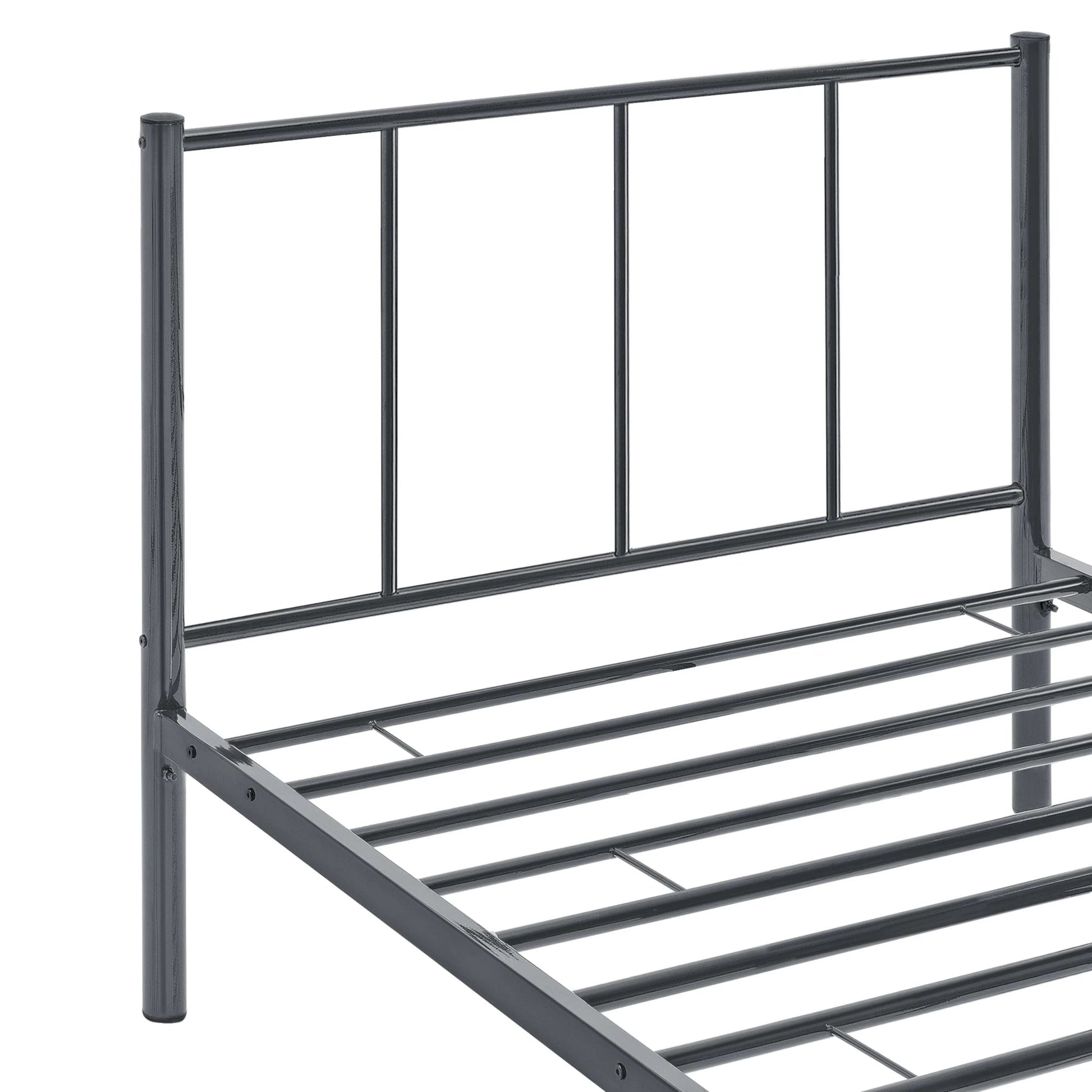 In And OutdoorMatch Metalen bedframe Maura - incl. Bedbodem - 90x200 cm - Donkergrijs - Stalen frame gepoedercoat - Eén persoon slapen