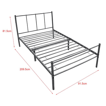 In And OutdoorMatch Metalen bedframe Maura - incl. Bedbodem - 90x200 cm - Donkergrijs - Stalen frame gepoedercoat - Eén persoon slapen