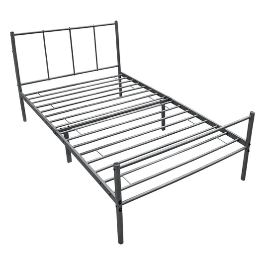 In And OutdoorMatch Metalen bedframe Maura - incl. Bedbodem - 90x200 cm - Donkergrijs - Stalen frame gepoedercoat - Eén persoon slapen