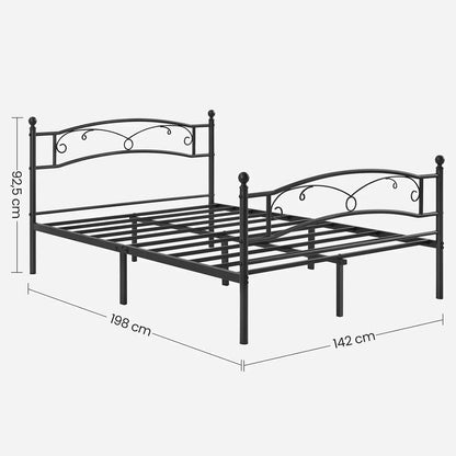 In And OutdoorMatch Metalen bedframe deluxe 140 x 198Timmy - Frans bed - Lattenbodem - Zwart - 2 personen Bedframe