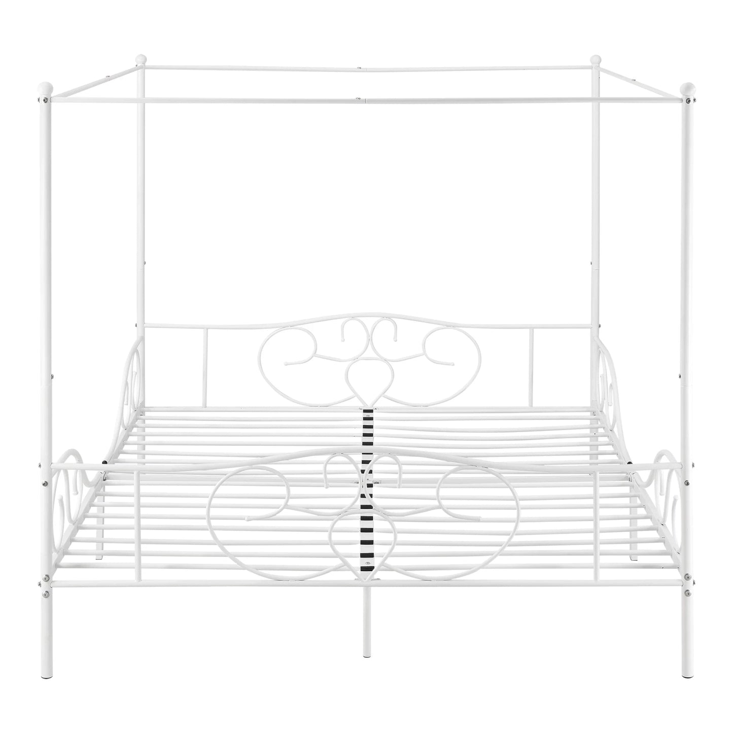 In And OutdoorMatch Metalen hemelbed Aiyana - met bedbodem en matras - 180x200 cm - wit - stabiel frame - minimalistisch design bed twee personen