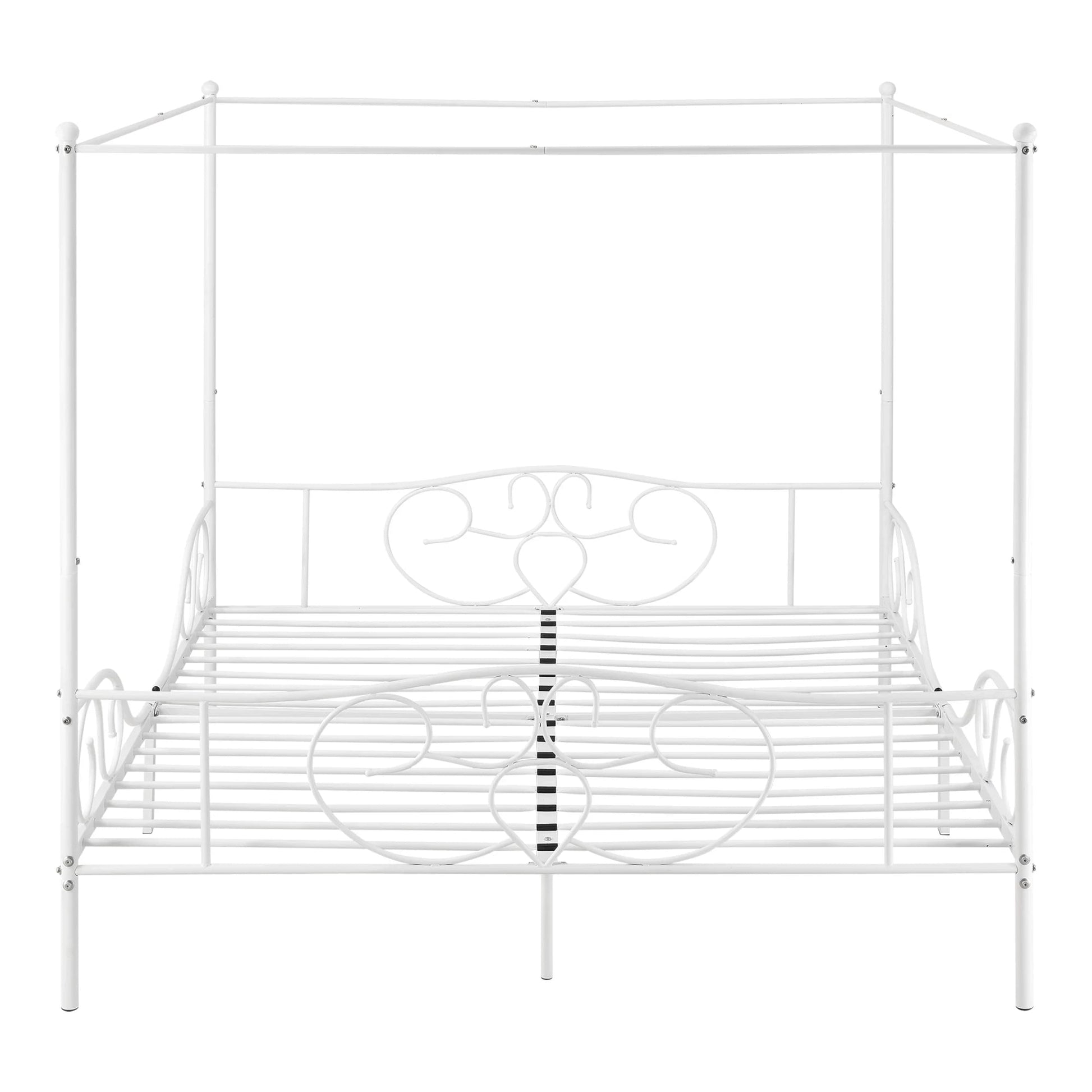 In And OutdoorMatch Metalen hemelbed Aiyana - met bedbodem en matras - 180x200 cm - wit - stabiel frame - minimalistisch design bed twee personen