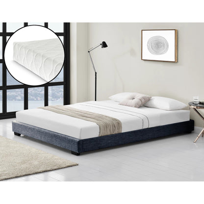 In And OutdoorMatch Modern Bedframe Karson - Stof - Met matras - 180x200 - Donkergrijs - Klassiek design bed twee personen