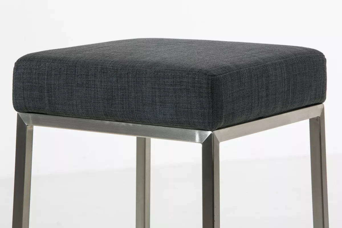 In And OutdoorMatch Moderne barkruk Vierkant - Zonder rugleuning - Ergonomisch - Set van 1 - Barstoelen voor keuken of kantine - Vierkant - Polyester - Donkergrijs/zilver - Zithoogte 85cm Barkrukken / hocker