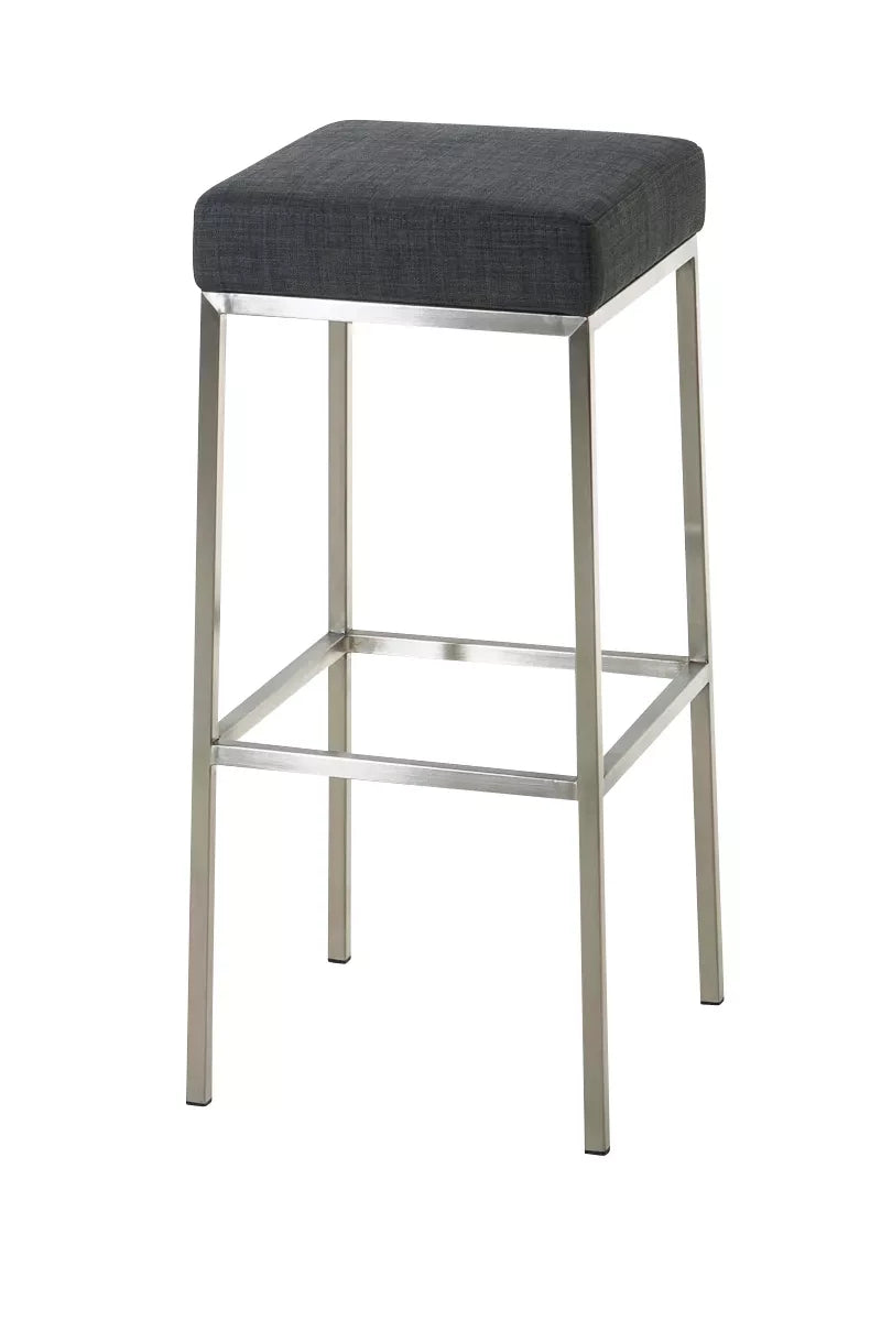 In And OutdoorMatch Moderne barkruk Vierkant - Zonder rugleuning - Ergonomisch - Set van 1 - Barstoelen voor keuken of kantine - Vierkant - Polyester - Donkergrijs/zilver - Zithoogte 85cm Barkrukken / hocker