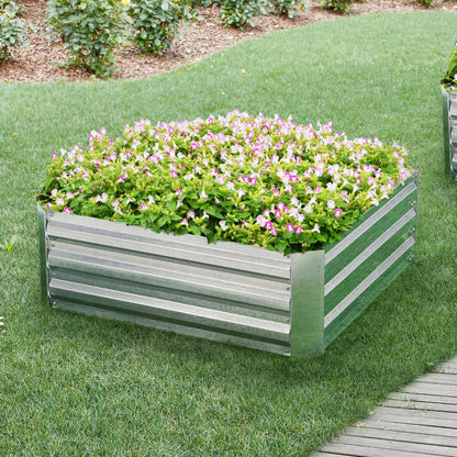 In And OutdoorMatch Moestuinbak Denis - Staal - 90x90x30 cm - Zilverkleurig -m Garden Storage box