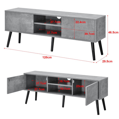 In And OutdoorMatch Mona-meubel Laurie - 120x29,5x46,5 cm - Betonkleurig - Spaanplaat en Hout - Stijlvol design TV cabinet