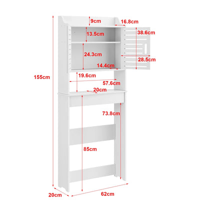 In And OutdoorMatch Ombouwkast Enrico - Voor Wasmachine - Voor Toilet 155x62x20 cm - Wit - 2 Deurs - 2 Planken - Ruimtebesparend Badkamerkast