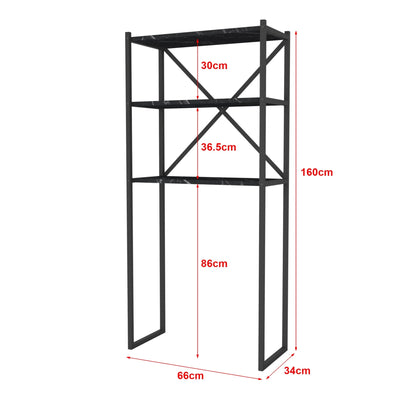 In And OutdoorMatch Ombouwkast Jerno - Voor wasmachine - 160x66x34 cm zwart en marmer zwart storage rack