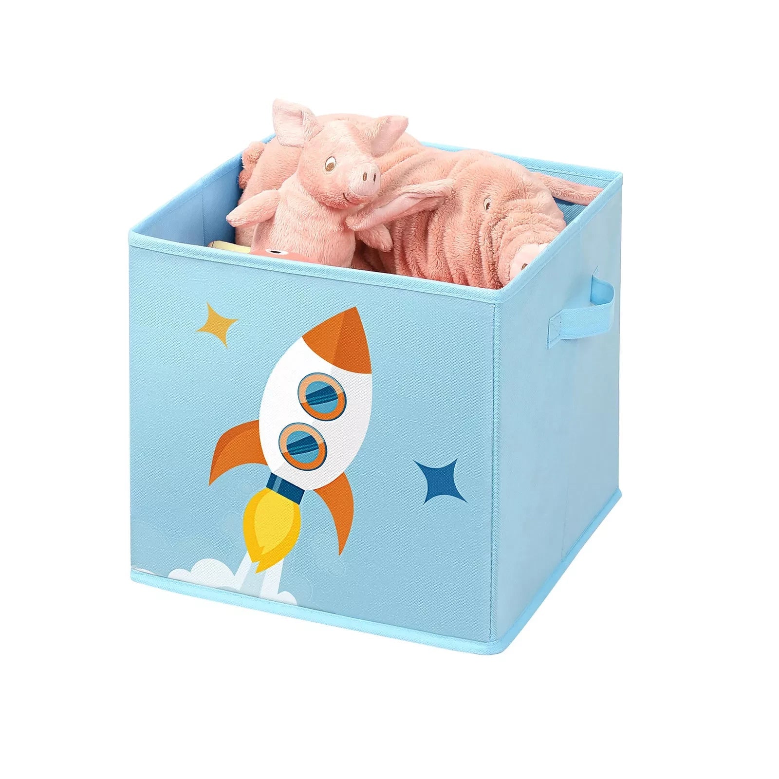 In And OutdoorMatch Opbergdozen Ashtyn - Set van 3 - Dozen Doek - 30x30x30cm - Speelgoedopberger - Opvouwbaar - Met 2 Handvatten - voor Kinderkamer - Speelkamer - Slaapkamer - Blauw Opslagruimte