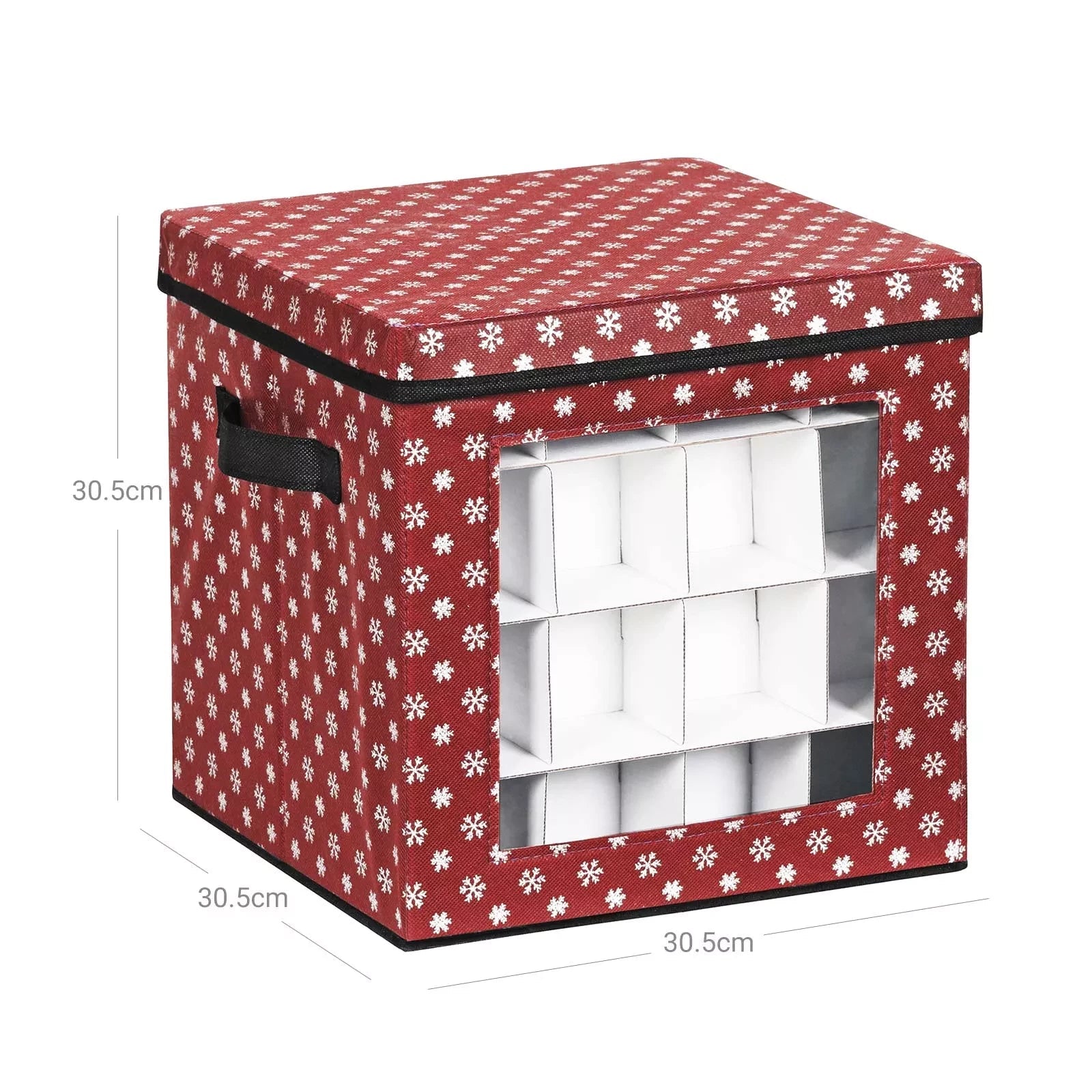 In And OutdoorMatch Opbergdozen Kaleigh - set van 3 - opvouwbare dozen - voor kerstversiering - elk 64 kleine vakken - flexibele verdelers - 30,5x30,5x30,5cm - rood Opslagruimte