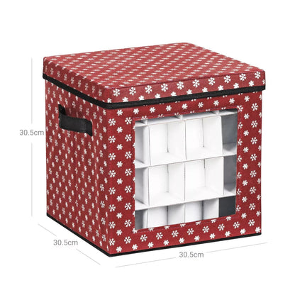 In And OutdoorMatch Opbergdozen Kaleigh - set van 3 - opvouwbare dozen - voor kerstversiering - elk 64 kleine vakken - flexibele verdelers - 30,5x30,5x30,5cm - rood Opslagruimte