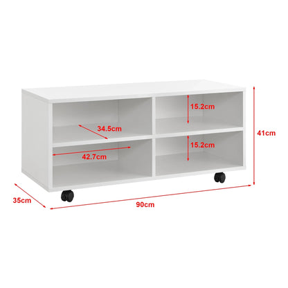 In And OutdoorMatch Opbergkast Coby - Op Wielen - 90x35x41 cm - Wit - Spaanplaat - Modern Design Kast