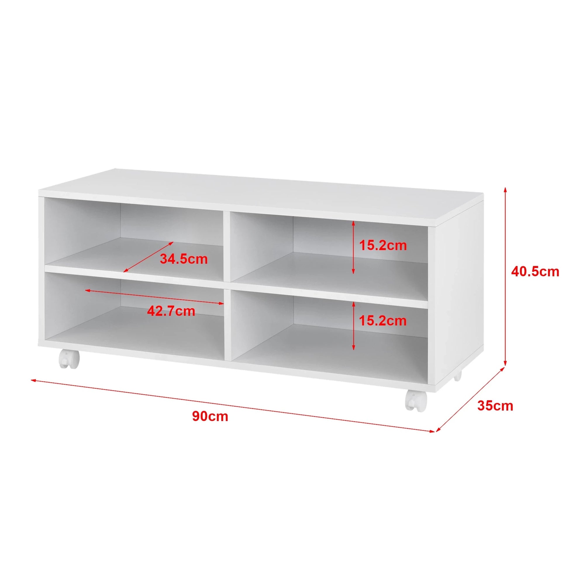 In And OutdoorMatch Opbergkast Elroy - Open Kast - Op Wielen - Wit Mat - Spaanplaat - Modern Design Kast