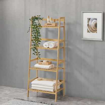 In And OutdoorMatch Opbergrek Angela - Staand rek - Met 4 Planken - 48x32x123 cm - Bamboe - Minimalistisch Design storage rack