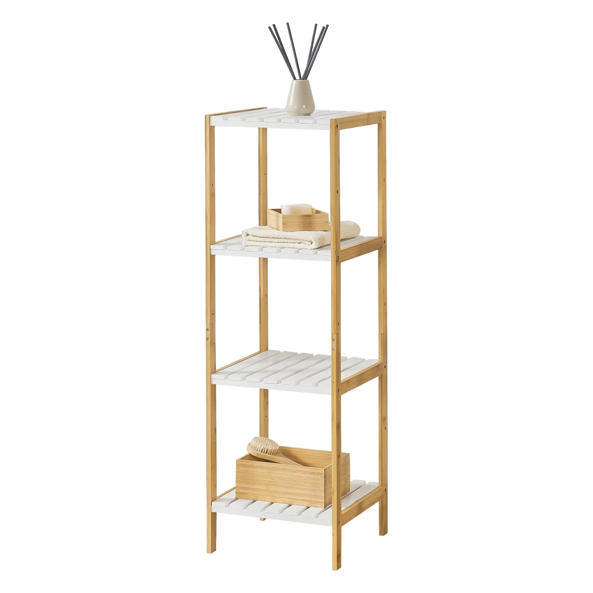 In And OutdoorMatch Opbergrek Buford - Staand rek - Met 4 Planken - Bamboe - Minimalistisch design storage rack