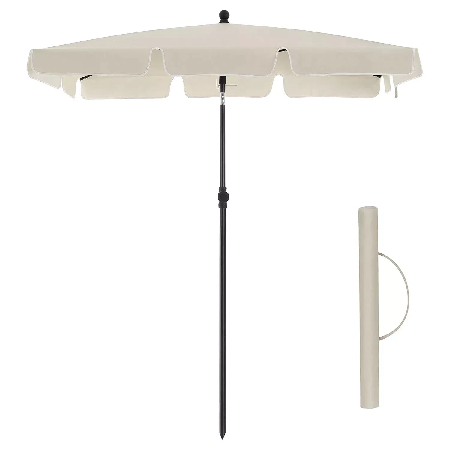 In And OutdoorMatch Parasol Alfred - Rechthoekige Tuinparasol -200x125 cm - UV bescherming tot UPF 50+ - Opvouwbaar - Met PA coating - Tuin - Terras - Zonder standaard - Wit/Beige Sunshade