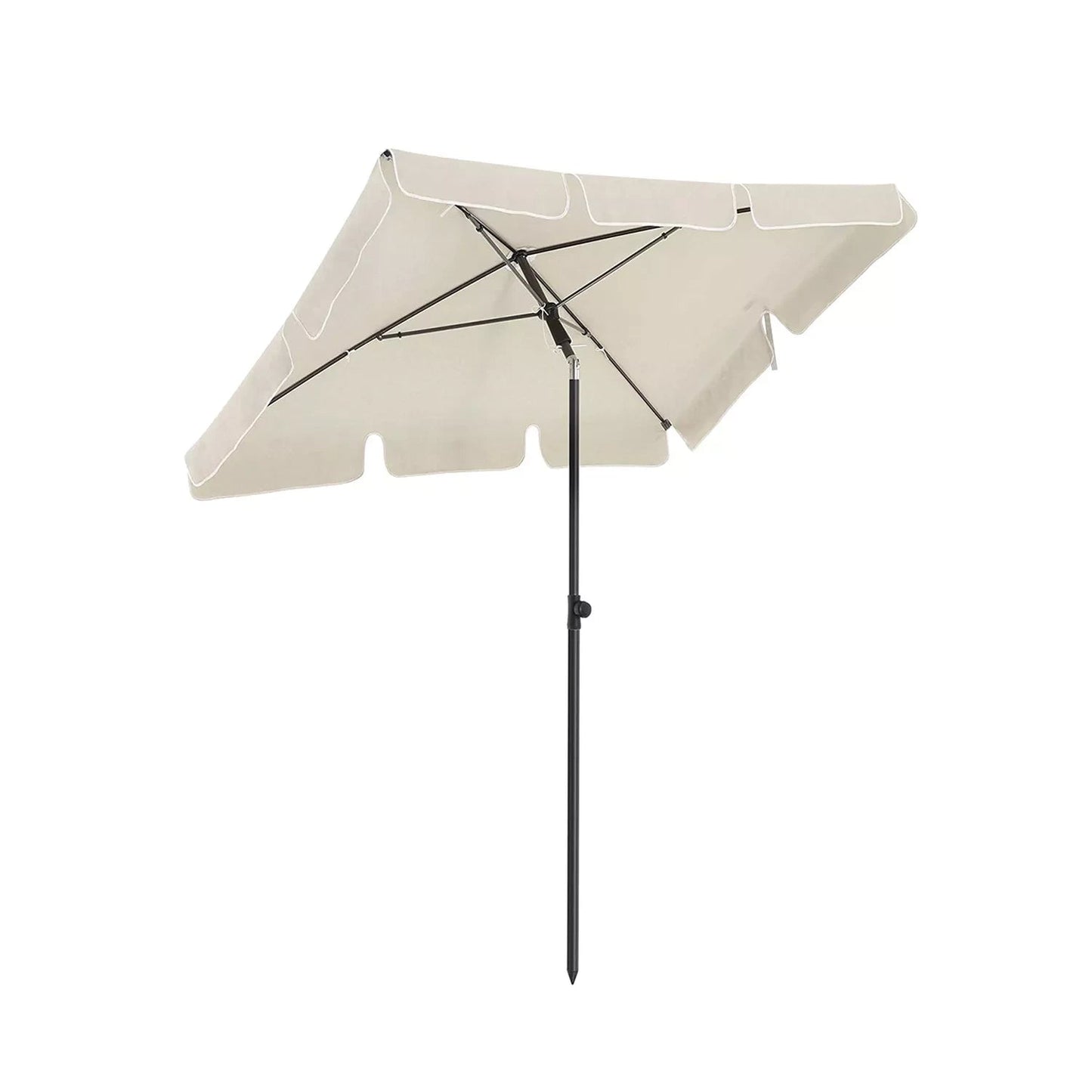 In And OutdoorMatch Parasol Alfred - Rechthoekige Tuinparasol -200x125 cm - UV bescherming tot UPF 50+ - Opvouwbaar - Met PA coating - Tuin - Terras - Zonder standaard - Wit/Beige Sunshade