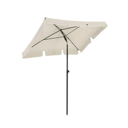 In And OutdoorMatch Parasol Alfred - Rechthoekige Tuinparasol -200x125 cm - UV bescherming tot UPF 50+ - Opvouwbaar - Met PA coating - Tuin - Terras - Zonder standaard - Wit/Beige Sunshade