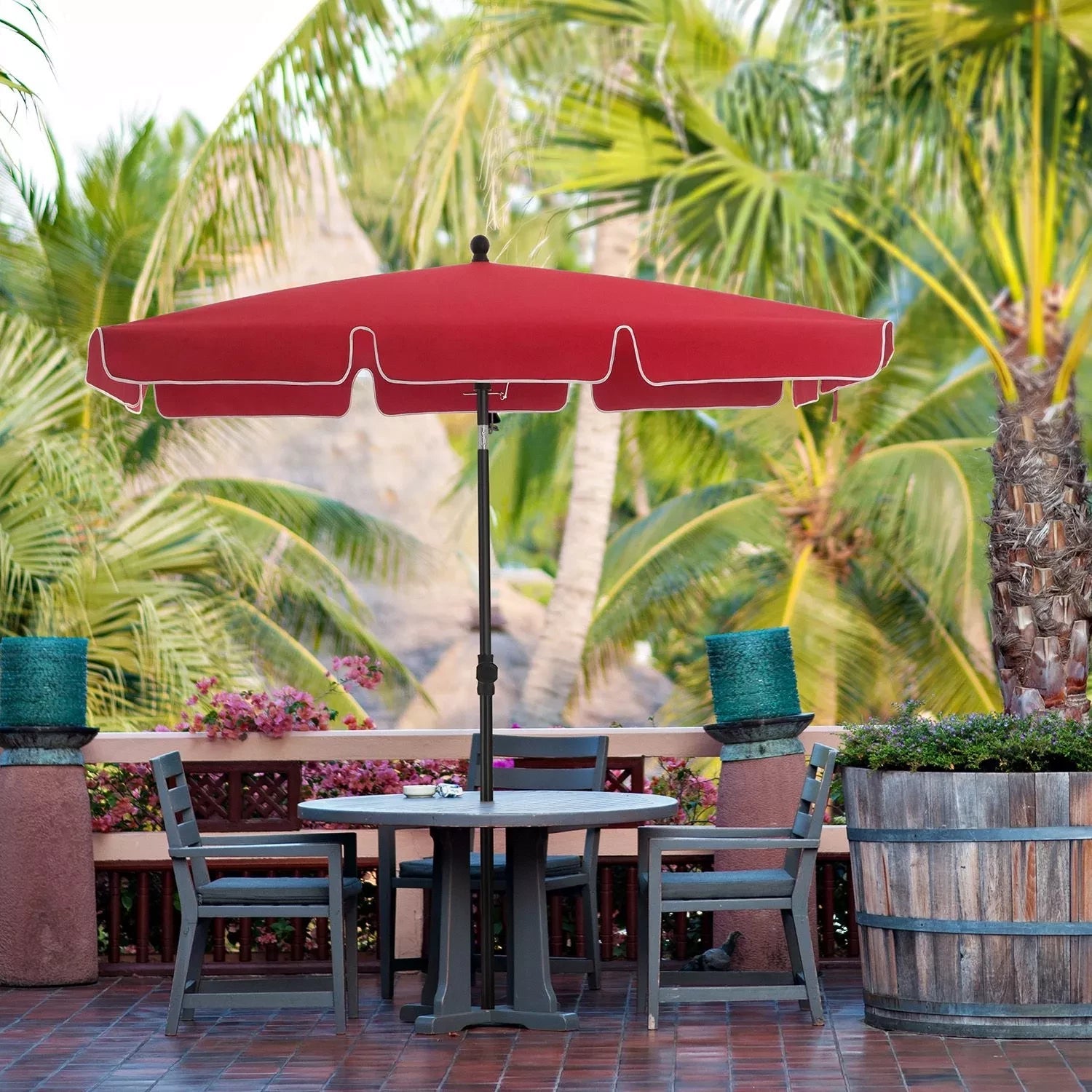 In And OutdoorMatch Parasol Celia - Rechthoekige Tuinparasol -200x125 cm - UV-bescherming tot UPF 50+ - Opvouwbaar - Met PA-coating - Tuin - Terras - Zonder standaard - Bordeaux Sunshade