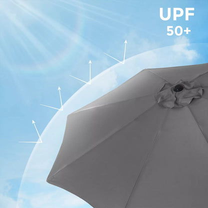 In And OutdoorMatch Parasol Edna - 300cm - Kantelbaar - Camping - Rond - Staand - Grijs - UPF 50 - Terras, balkon, tuin of strand Sunshade