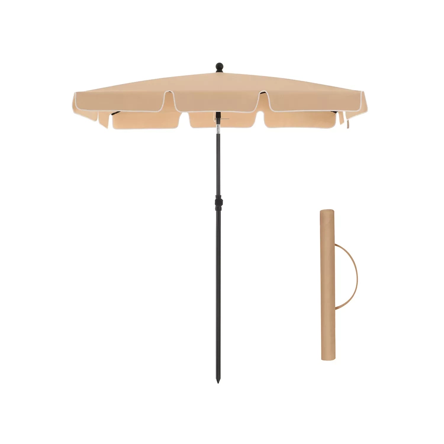 In And OutdoorMatch Parasol Garett - Rechthoekige Tuinparasol -200x125 cm - UV bescherming tot UPF 50+ - Opvouwbaar - Met PA coating - Tuin - Terras - Zonder standaard - Beige Sunshade