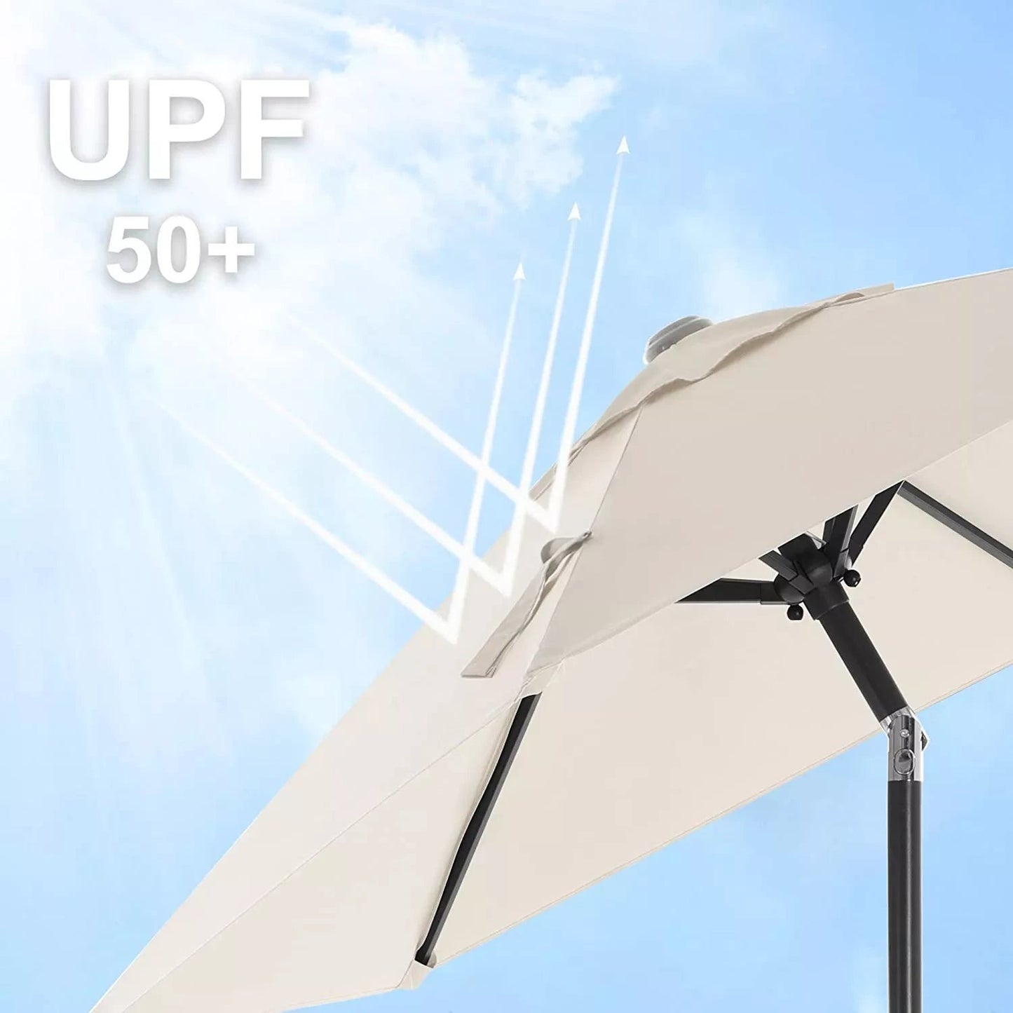 In And OutdoorMatch Parasol Hallie - 270 cm - Tuinparasol - Market Parasol - UV-bescherming tot UPF 50+ - Terrasparasol - Zonwering - Knikarm - Met zwengel - Zonder standaard - Wit Sunshade