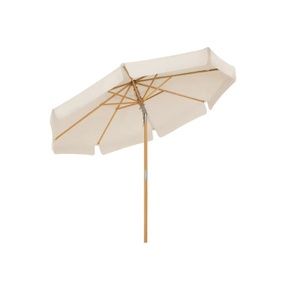 In And OutdoorMatch Parasol Hipolito - 300cm - Rechthoekig - Balkonparasol - Zonwering tot UPF 50+ - Parasolpaal - Gemaakt van hout - Zonder standaard - Tuin - Outdoor - Wit Sunshade