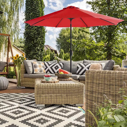 In And OutdoorMatch Parasol Marques - 300cm - Kantelbaar - Camping - Rond - Staand - Rood - UPF 50 - Terras, balkon, tuin of strand Sunshade