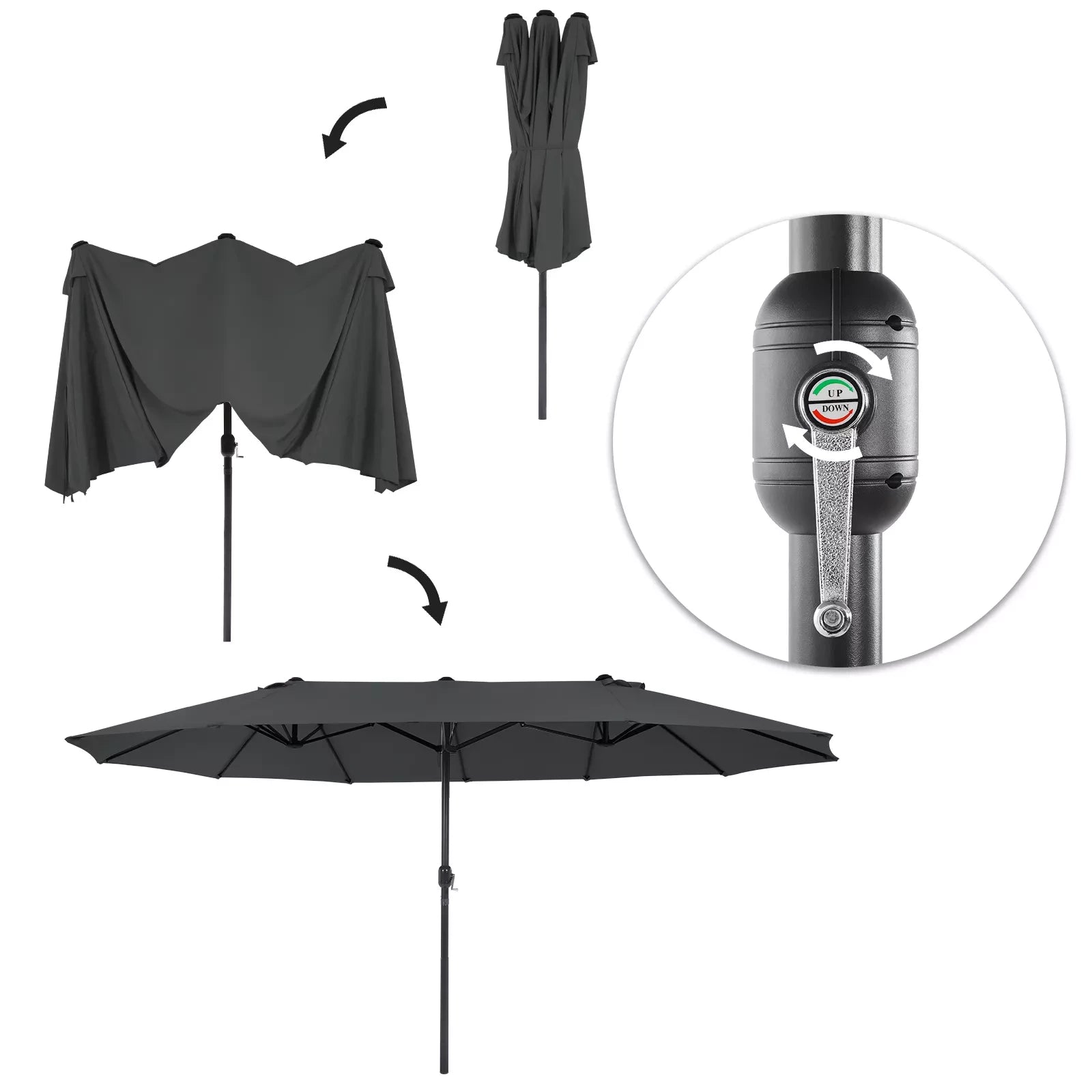 In And OutdoorMatch Parasol Natasha - Langwerpig - Dubbele parasol - Terras of tuin - 210x180cm Sunshade