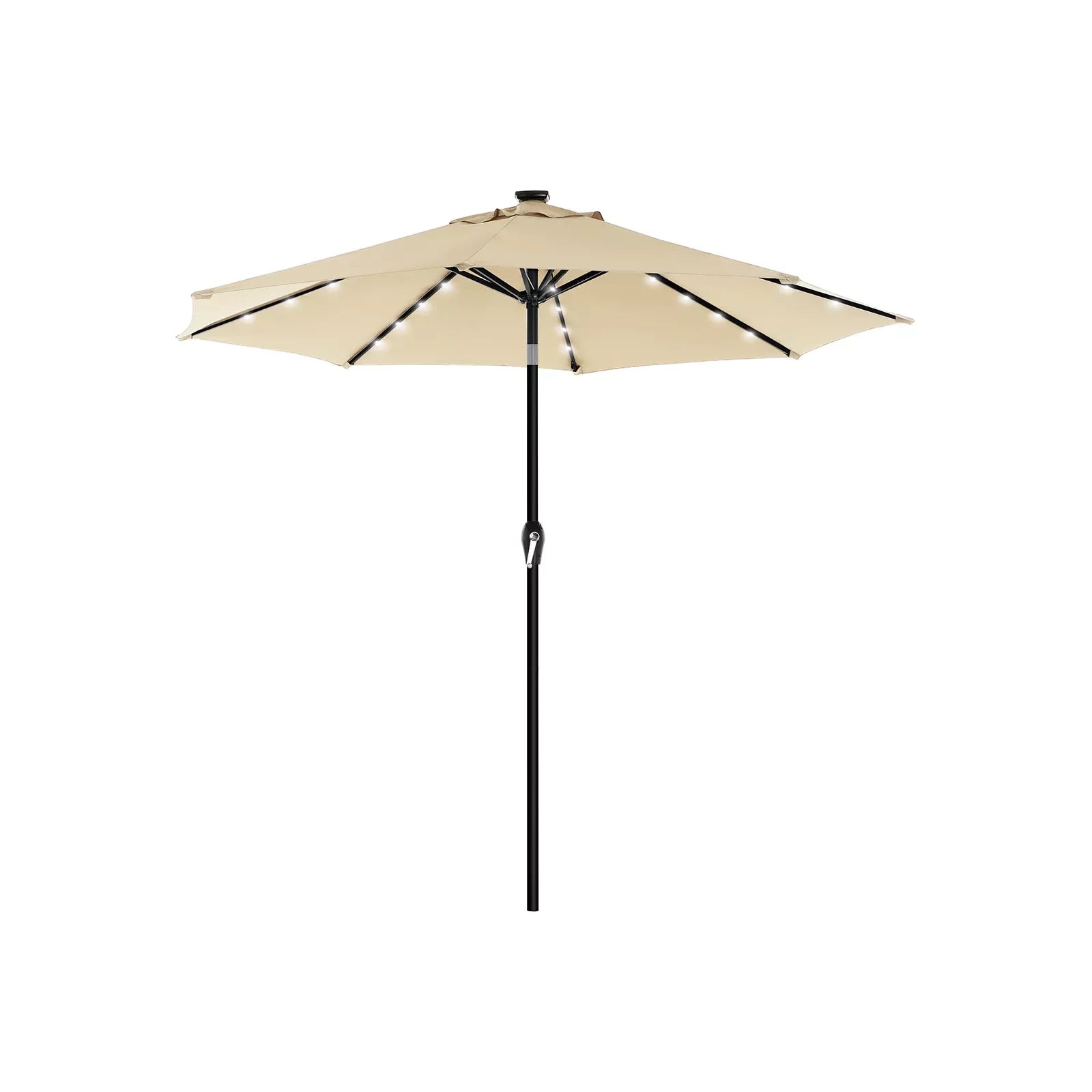 In And OutdoorMatch Parasol Neil - met LED Solar Verlichting - Tuinparasol - 270 cm - UV bescherming tot UPF 50+ - Opvouwbaar - Met Zwengel voor Openen en Sluiten - Zonder Standaard - Zand Sunshade