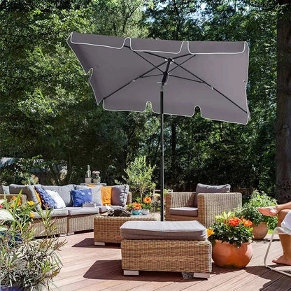 In And OutdoorMatch Parasol Nettie - Rechthoekige Tuinparasol -200x125 cm - UV bescherming tot UPF 50+ - Opvouwbaar - Met PA coating - Tuin - Terras - Zonder standaard - Grijs Sunshade