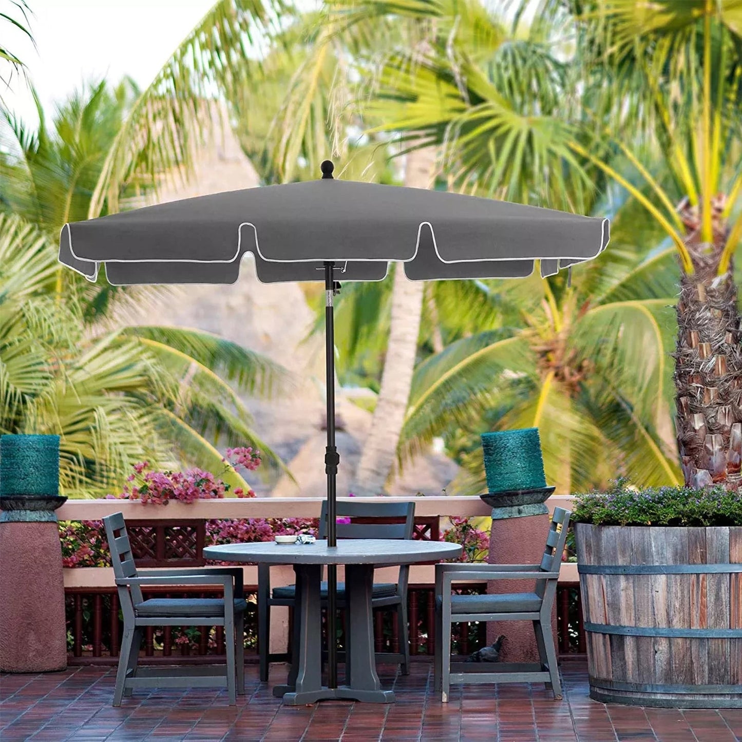 In And OutdoorMatch Parasol Nettie - Rechthoekige Tuinparasol -200x125 cm - UV bescherming tot UPF 50+ - Opvouwbaar - Met PA coating - Tuin - Terras - Zonder standaard - Grijs Sunshade