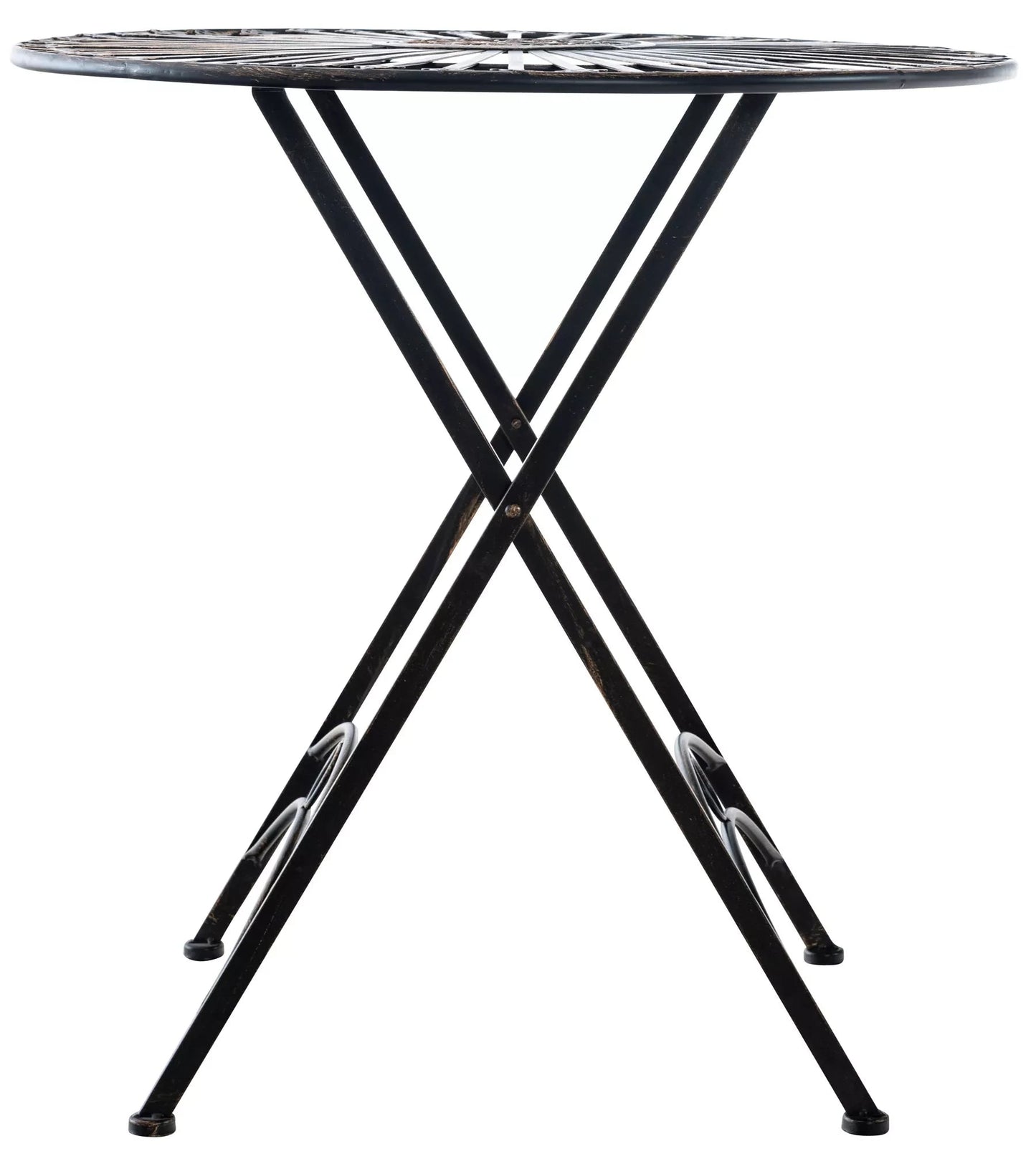 In And OutdoorMatch Ronde metalen tuintafel Robb - 4 personen - Weerbestendig - Zwart - 71x71x71cm Bijzetttafel