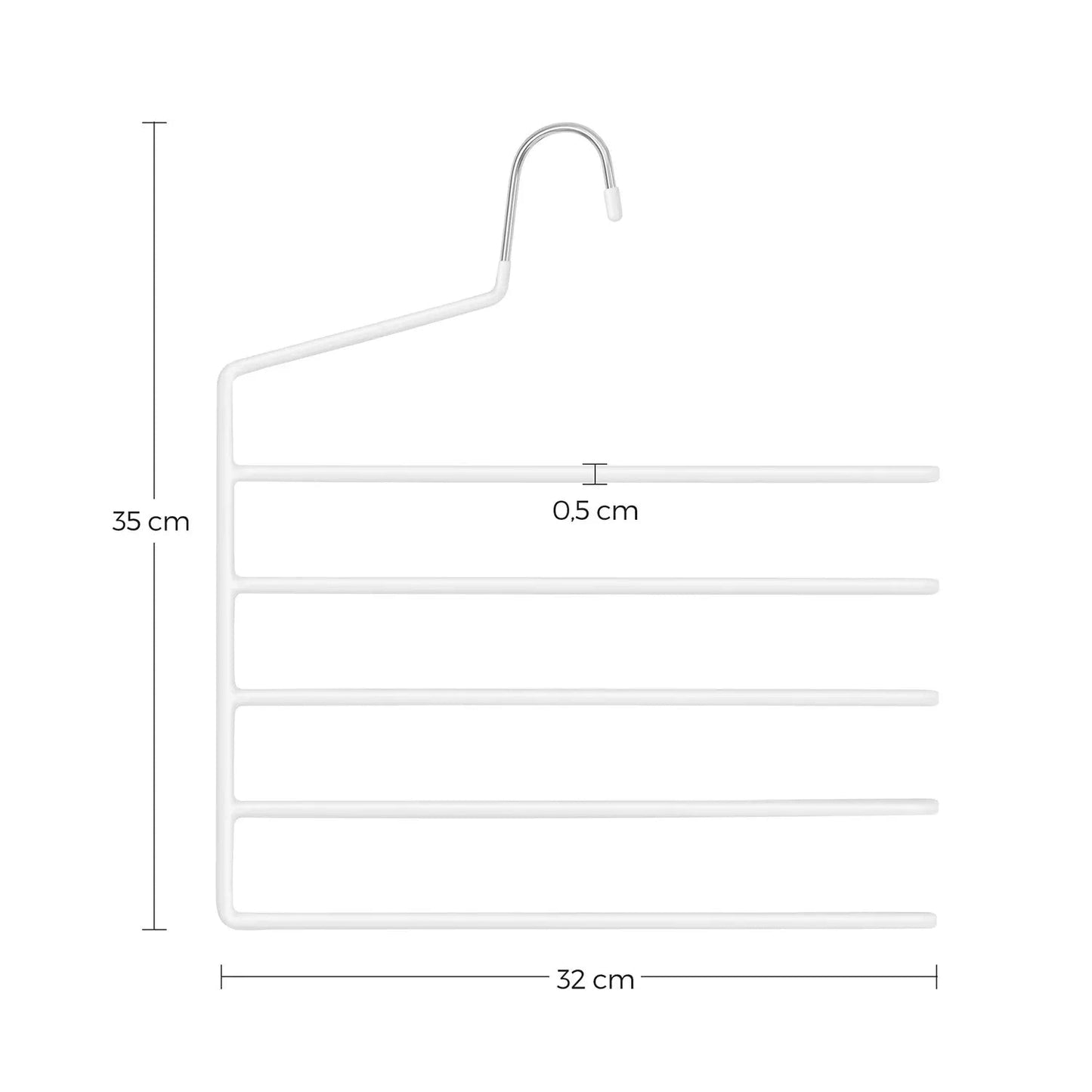 In And OutdoorMatch Ruimtebesparende broekhangers Demarcus - Set van 4 - Meerdere kleerhangers - Open einde - Antislip - Voor elk 5 paar broeken - Voor jeans - Handdoeken - Sjaals - Wit kledinghanger