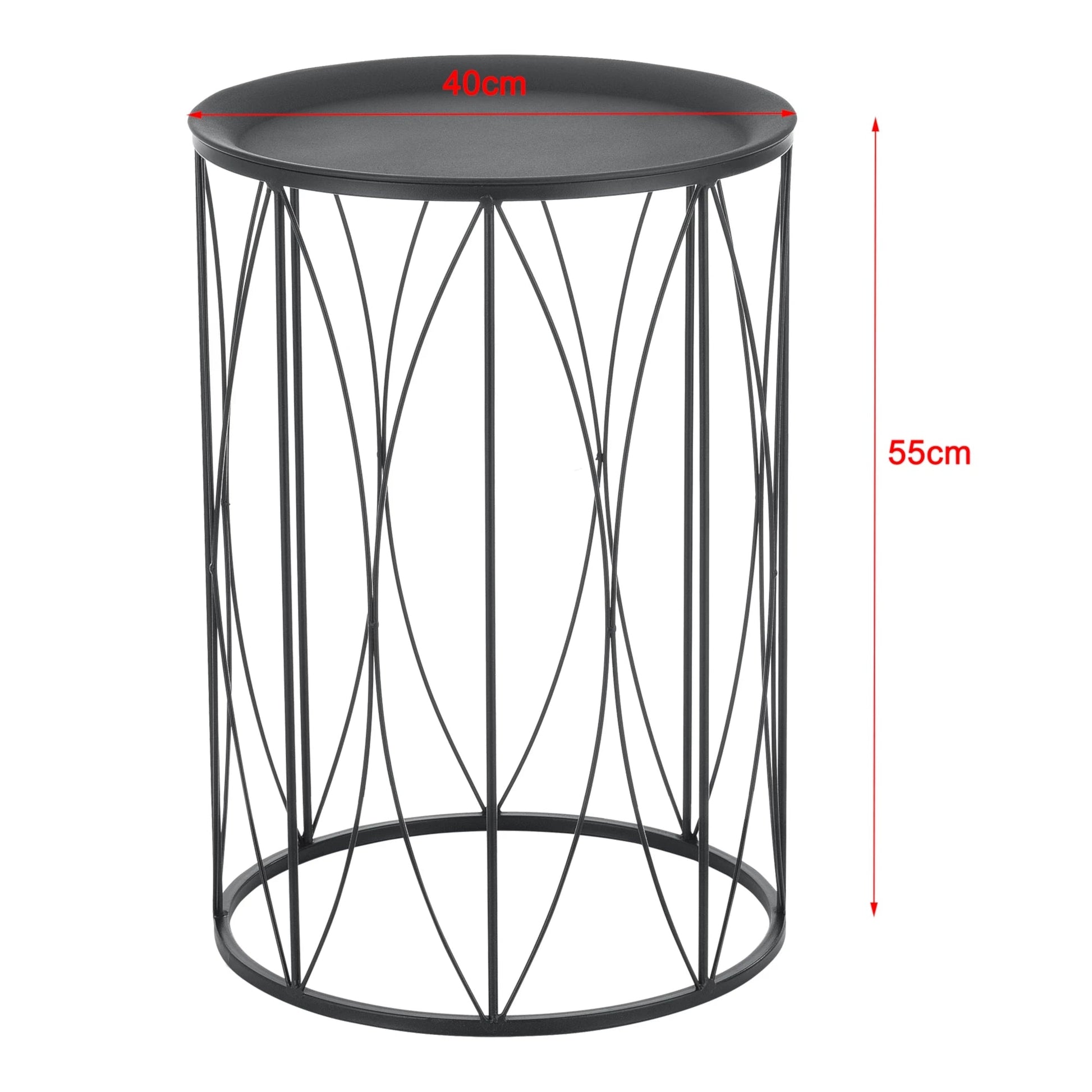 In And OutdoorMatch Salontafel Adella - Bijzettafel - Set van 2 - Rond - 50xØ34/55xØ40 cm - Zwart - Metaal - Modern Design Bijzetttafel