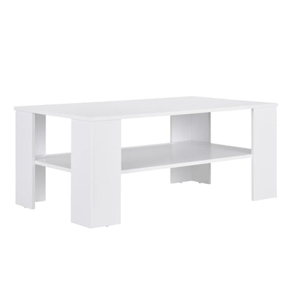 In And OutdoorMatch Salontafel Emery - Met Plank - MDF - 100x60x43 cm - Wit - Stijlvolle uitstraling Eettafel/ Eetkamertafel