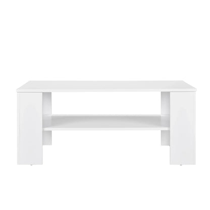 In And OutdoorMatch Salontafel Emery - Met Plank - MDF - 100x60x43 cm - Wit - Stijlvolle uitstraling Eettafel/ Eetkamertafel