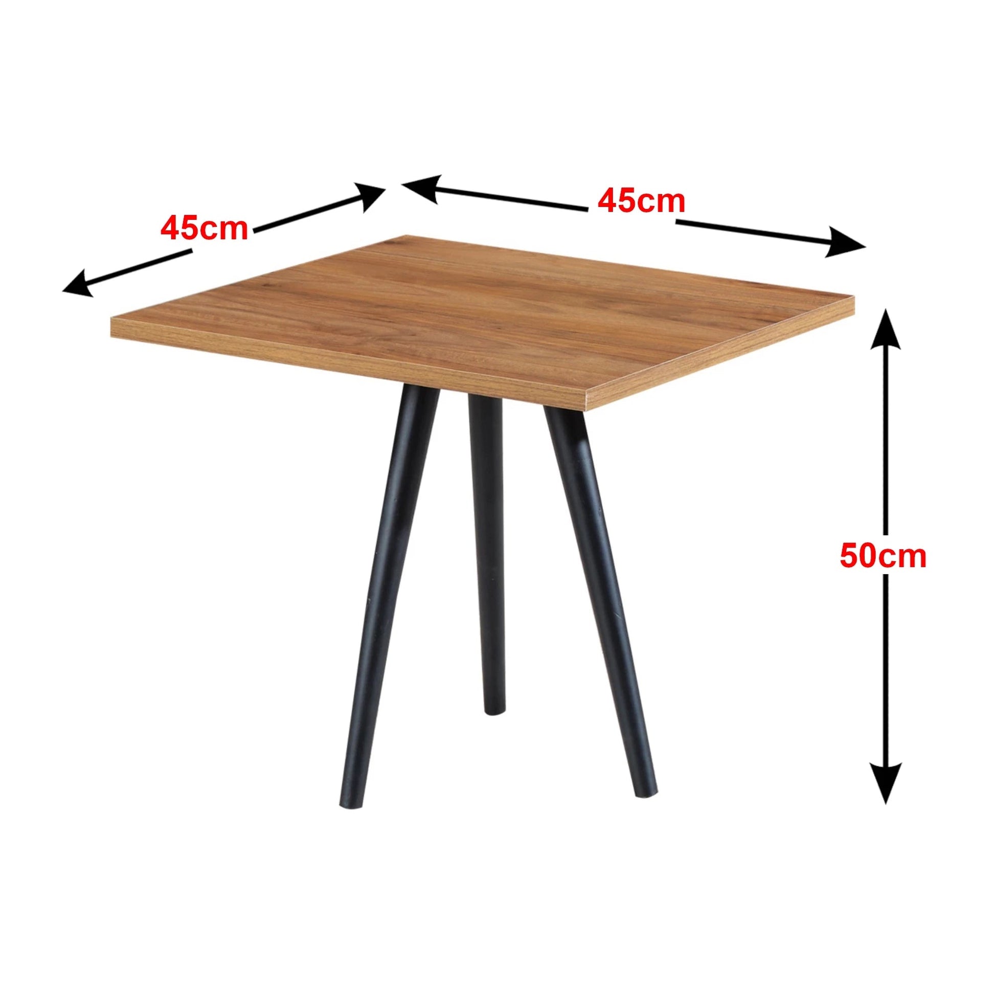 In And OutdoorMatch Salontafel Franz - 50x45x45cm - Zwart en Walnootkleurig - Spaanplaat - Stijlvol Design Bijzetttafel