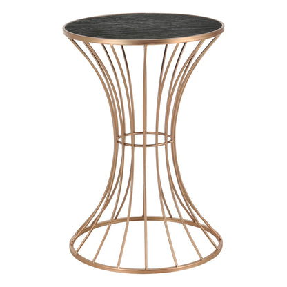 In And OutdoorMatch Salontafel Herminia - Zandloper Rond - 55,5xØ37,5 cm - Metaal - Koperkleurig - Modern Design Bijzetttafel