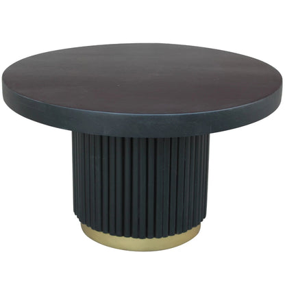 In And OutdoorMatch Salontafel Jude - 60 cm - Bijzettafel - Rond - Zwart/goud - Eikenhout - Metaal - Stijlvol design Koffietafel