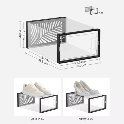 In And OutdoorMatch Schoenendoos transparant zwart 18 stuks Dawson - Sneakerdoos - Schoenendoos - Opbergsysteem - Opbergdoos - 33x23x14 cm shoebox