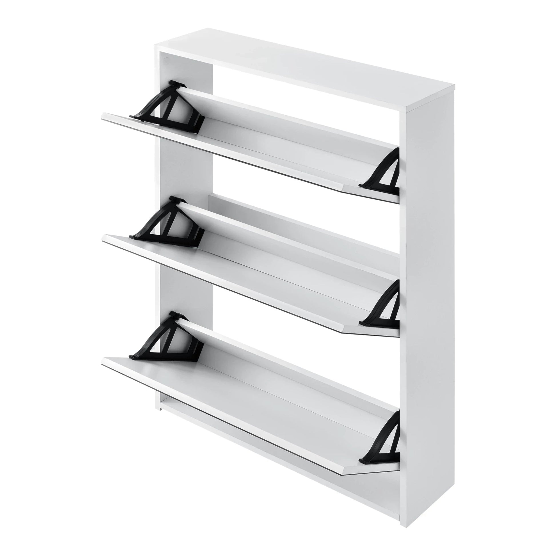 In And OutdoorMatch Schoenenkast Felicia - Met Spiegels en 2 Vouwdeuren - 102,5x63x17 cm - Wit - Spaanplaat - Stijlvol Design shoe rack