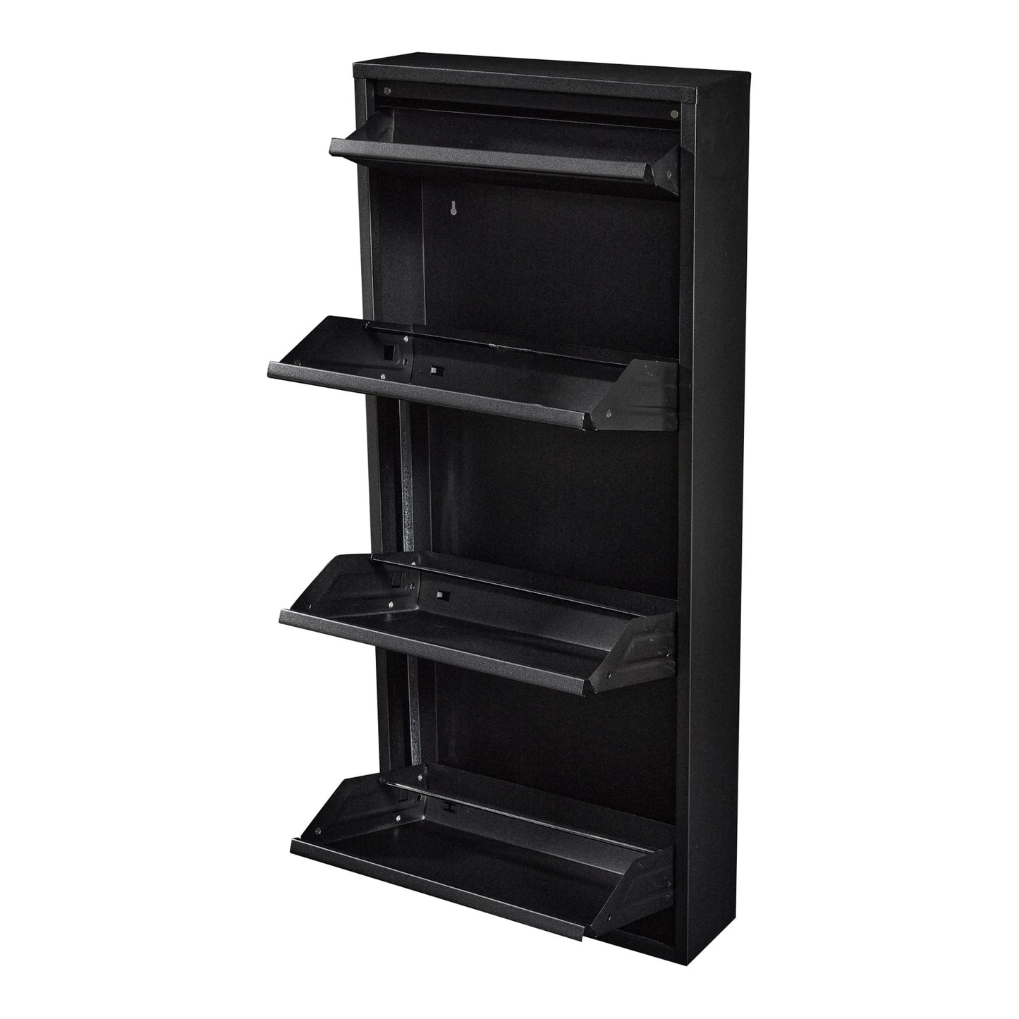 In And OutdoorMatch Schoenenkast Landro - Met 4 Vouwdeuren - Zwart - Metaal - Ruimtebesparend shoe rack