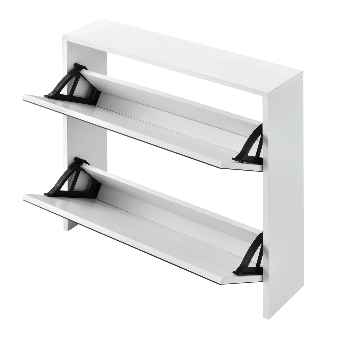 In And OutdoorMatch Schoenenkast Mekhi - Met Spiegels - Met 2 Vouwdeuren - 67x63x17 cm - Wit - Spaanplaat shoe rack