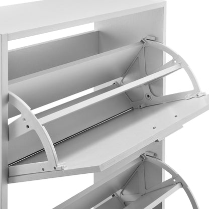 In And OutdoorMatch Schoenenkast Ulises - Met 2 Vouwdeuren en 4 Vakken - 63x24x81cm - Wit - Hout - Modern Design shoe rack