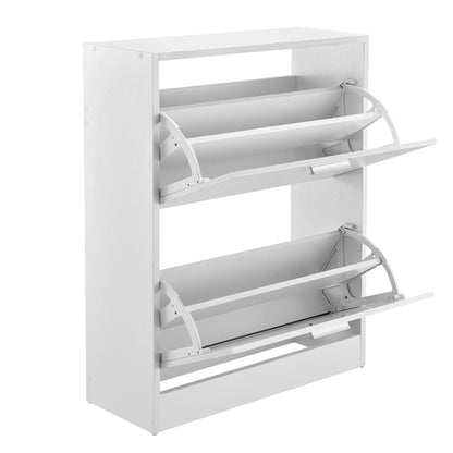 In And OutdoorMatch Schoenenkast Ulises - Met 2 Vouwdeuren en 4 Vakken - 63x24x81cm - Wit - Hout - Modern Design shoe rack