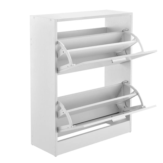 In And OutdoorMatch Schoenenkast Ulises - Met 2 Vouwdeuren en 4 Vakken - 63x24x81cm - Wit - Hout - Modern Design shoe rack