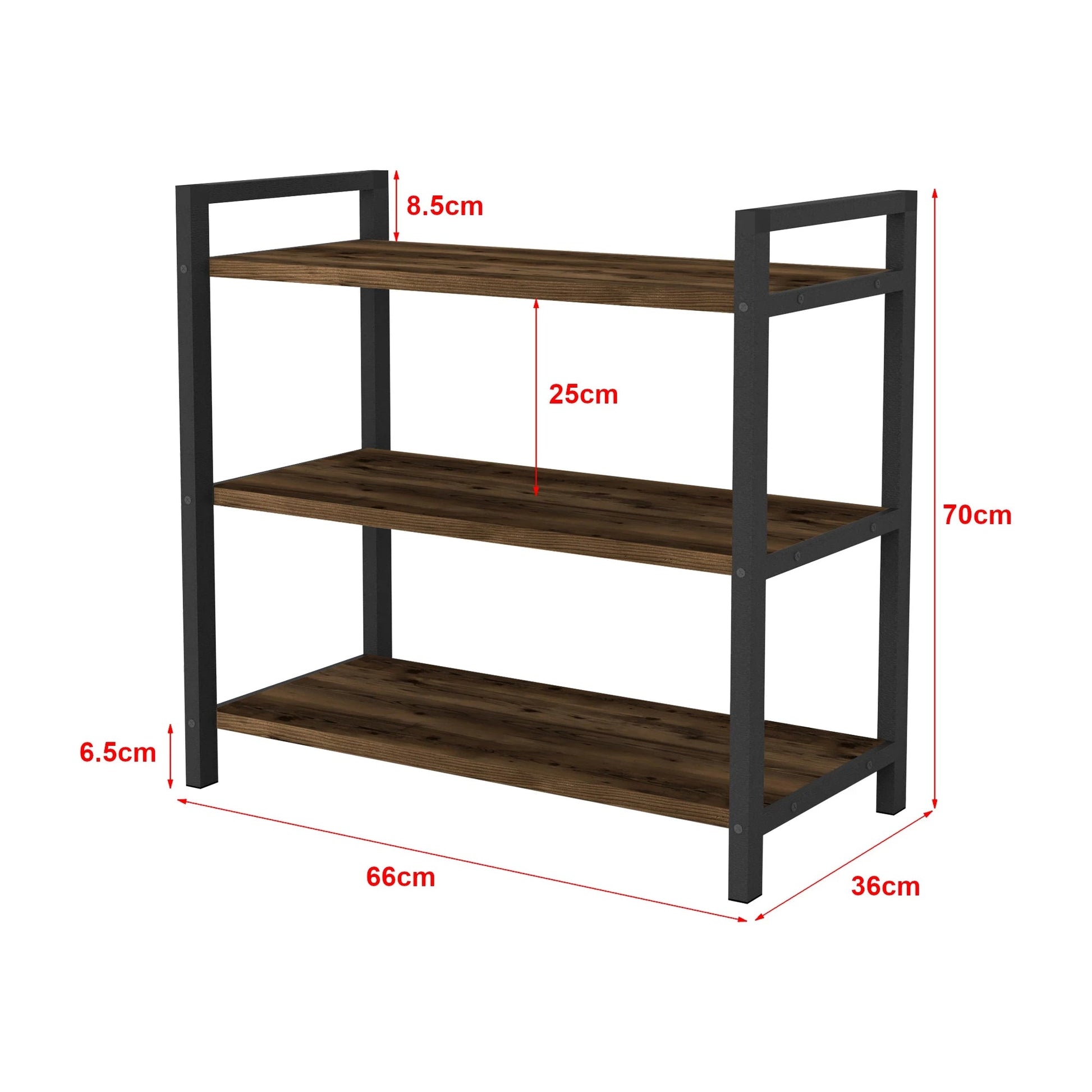 In And OutdoorMatch Schoenenrek Alan - 70x66x36 cm - Eiken Antiek en Antraciet - 70x66x36 cm - Modern Design shoe rack